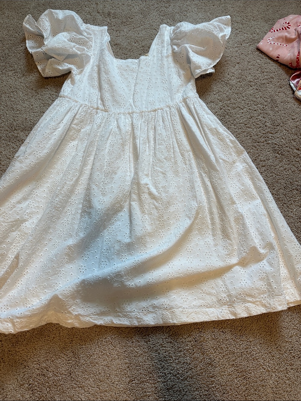 White Eyelet Puff-Sleeve Kids Dress